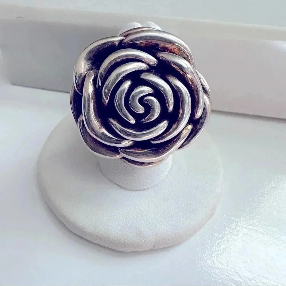 Sterling Silver Large Statement Rose Ring